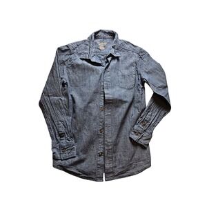 Tommy Bahama Boys Blue Chambray Long Sleeve Button Down Shirt Size L 10 12